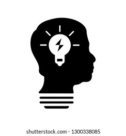 Smart Human head think bulb idea logo vector