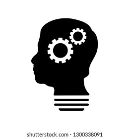 Smart Human head think bulb idea logo vector