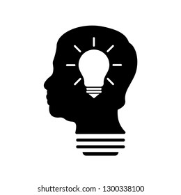 Smart Human head think bulb idea logo vector