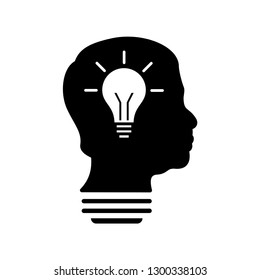 Smart Human head think bulb idea logo vector