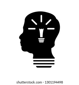 Smart Human head think bulb idea logo vector