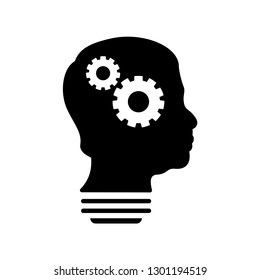 Smart Human head think bulb idea logo vector