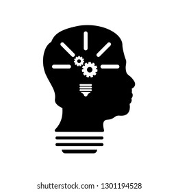 Smart Human head think bulb idea logo vector