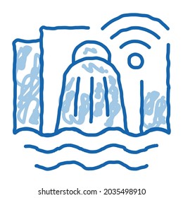 Smart Hydroelectric Power Station sketch icon vector. Hand drawn blue doodle line art Smart Hydroelectric Power Station sign. isolated symbol illustration