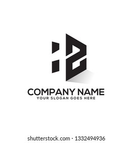 smart HZ initial letter logo vector , negative space logo illustration