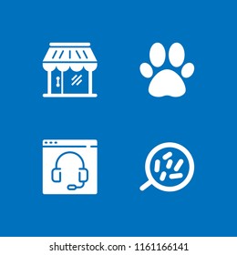 smart icon. 4 smart set with video chat, cells, paw and store vector icons for web and mobile app