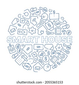 Smart icon circle. Wifi safety security systems distance smart connection electricity control garish vector design templates