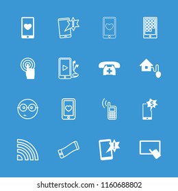 Smart icon. collection of 16 smart filled and outline icons such as finger on tablet, touchscreen, important message, nerd emoji. editable smart icons for web and mobile.