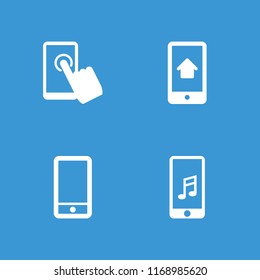 Smart icon. collection of 4 smart filled icons such as phone, home on phone display, touchscreen. editable smart icons for web and mobile.