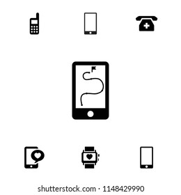 Smart icon. collection of 7 smart filled icons such as phone with heart, medical phone. editable smart icons for web and mobile.