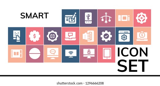  smart icon set. 19 filled smart icons. Simple modern icons about  - Graphic tablet, Tablet, Computer, Smart tv, Settings, Laptop, Handheld, Setting, Mobile