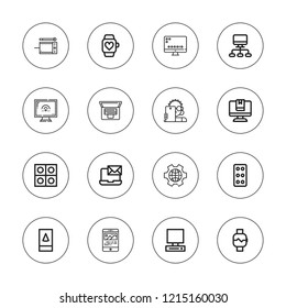 Smart icon set. collection of 16 outline smart icons with cellphone, computer, laptop, selfie, smartwatch, tablet, tablets icons.