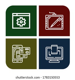 conjunto de iconos inteligentes. Colección de configuraciones, tablet gráfica, pago por Smartphone, iconos de respuesta