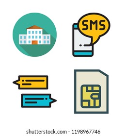 smart icon set. vector set about chat, school, sim card and smartphone icons set.