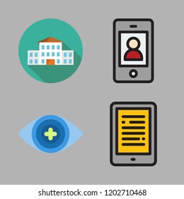 smart icon set. vector set about bionic contact lens, smartphone, tablet and school icons set.