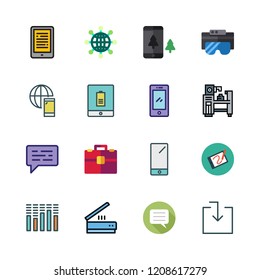 smart icon set. vector set about tablet, chat, industrial robot and internet icons set.