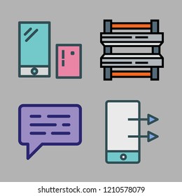 smart icon set. vector set about industrial robot, chat and smartphone icons set.