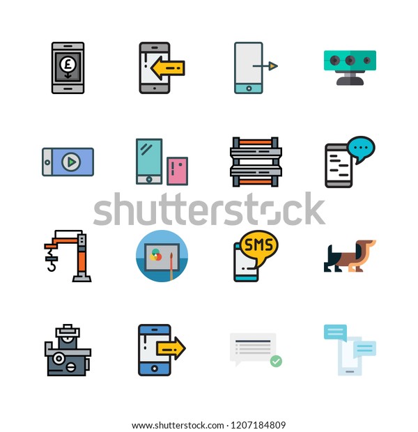 smart icon set. vector set about sensor,\
chat, smartphone and industrial robot icons\
set.