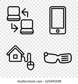 Smart icons set. set of 4 smart outline icons such as phone