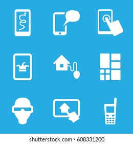 Smart icons set. set of 9 smart filled icons such as Poker on phone, old phone, grid, home on tablet
