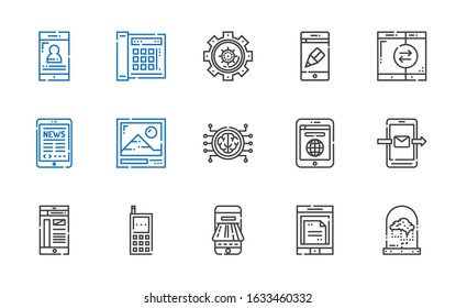 smart icons set. Collection of smart with brain, smartphone, payment method, cellphone, tablet, photo, app, settings, telephone. Editable and scalable smart icons.