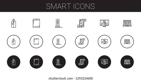 smart icons set. Collection of smart with portable, tablet, hologram, communications, payment method, laptop. Editable and scalable smart icons.