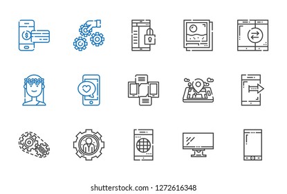 smart icons set. Collection of smart with smartphone, monitor, settings, setting, mobile phone, muse, photo. Editable and scalable smart icons.