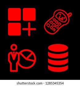 smart icons set with database digital tool, presentation and app vector set