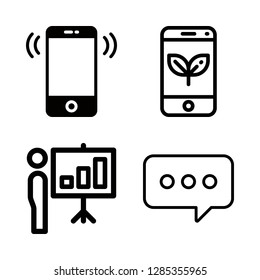 smart icons set with presentation, smartphone and chat vector set