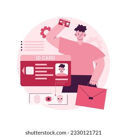 Smart ID card abstract concept vector illustration. Identification microchip, electronic id card, smartcard, personal information chipcard, smart access, identity verification abstract metaphor.