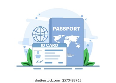 Smart ID Card Concept. Digital passport and driving license. Electronic ID card. Screen templates for smart phones, landing pages, templates, ui, web, mobile apps, posters, banners, flyers.