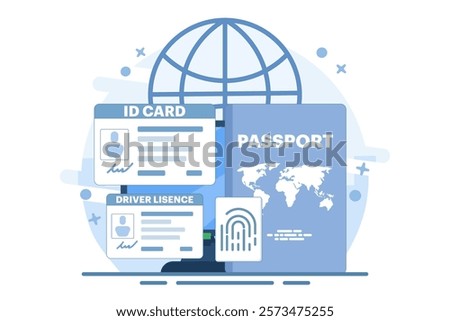 Smart ID Card Concept. Digital passport and driving license. Electronic ID card. Screen templates for smart phones, landing pages, templates, ui, web, mobile apps, posters, banners, flyers.