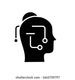 Ícone preto de ideia inteligente, ilustração de conceito, símbolo plano de vetor, sinal de glifo.