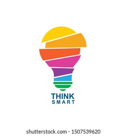 smart idea, bulb logo icon vector design. 
thinking and creative logo theme
