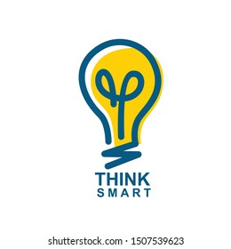 smart idea, bulb logo icon vector design. 
thinking and creative logo theme