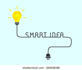 Smart idea concept with shiny lightbulb and wire