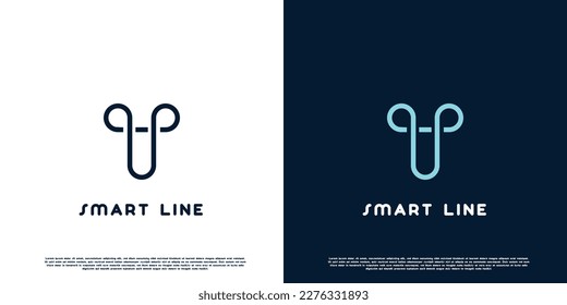 Ilustración de diseño de logotipo de línea de idea inteligente. Símbolo lineal moderno de la solución de inteligencia para el aprendizaje. perfecto para íconos educativos de web o aplicaciones.