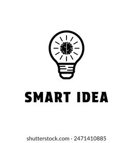 smart idea logo design concept with light bulb icon and brain