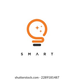 Smart idea logo design vector llustration unique Premium Vector