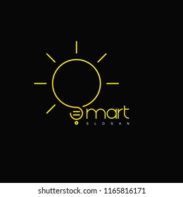 Smart Idea logo, light bulb symbol in line logo design