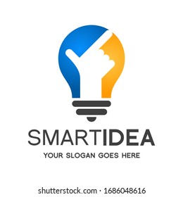 Smart idea vector logo template. This design use checklist and hand symbol. Suitable for business. 