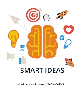 Smart, ideas. Brain, creation and idea icons and elements. Vector illustrations of icons isolated on white.