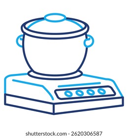 Ícone de Cooktop de Indução Inteligente representado pelo estilo de Linha Dupla de Cooktop de Indução Automática.
