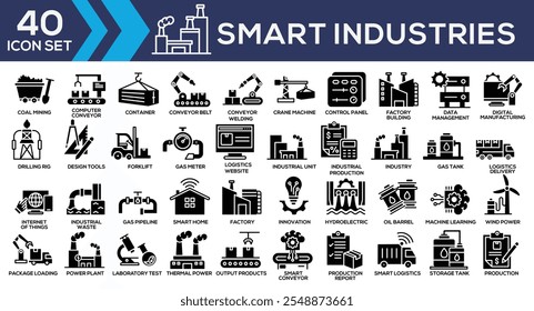 Smart Industries Black Glyph Icon Set Colección