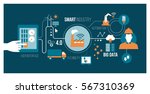 Smart industry 4.0, automation and user interface concept: user connecting with a tablet and exchanging data with a cyber-physical system