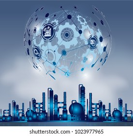 Smart industry 4.0, automation and user interface concept: user connecting with a tablet and exchanging data with a cyber-physical system.