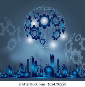 Smart industry 4.0, automation and user interface concept: user connecting with a tablet and exchanging data with a cyber-physical system.
