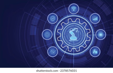 Concepto Smart Industry 4.0. Automatización de fábrica. Tecnología industrial autónoma. Las revoluciones industriales son pasos.