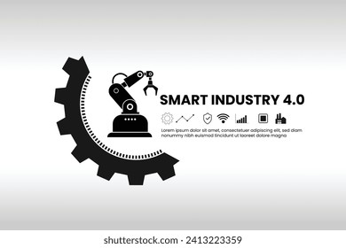 Smart Industry 4.0 concept. Factory automation. Autonomous industrial technology. Industrial revolutions steps.