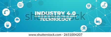 Smart Industry 4.0 concept. Factory automation. Autonomous industrial technology. Industrial revolutions steps. Vector illustration.
